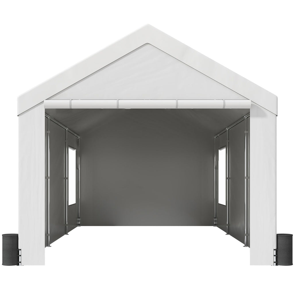 Carport, 12 x 20 ft Heavy Duty Car Canopy with Roll-up Ventilated Windows, Extra Large Portable Garage with Removable Sidewalls, Waterproof UV Resistant All-Season Tarp for SUV, Truck, Boat