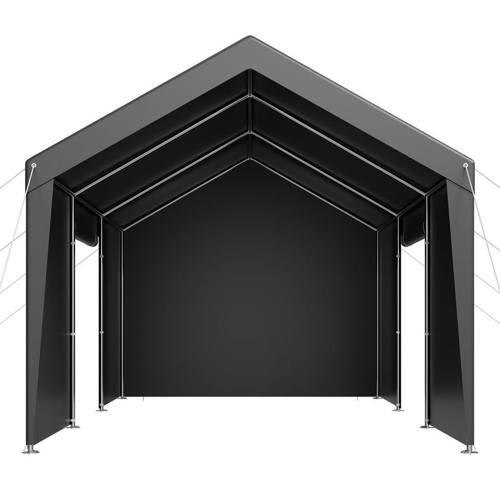 Carport, 12 x 20 FT Outdoor Car Canopy, Potable Carport with Removable Sidewalls & Door, Heavy Duty Car Shelter, UV-Resistant & Water-Resistant, All-Season Protection for Automobile Boat Grey