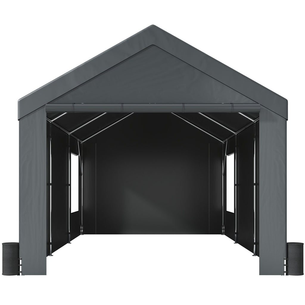 Carport, Extra Large 12 x 20 ft Car Canopy with Roll-up Ventilated Windows, Portable Garage with Removable Sidewalls, Waterproof UV Resistant All-Season Tarp for SUV, Truck, Boat