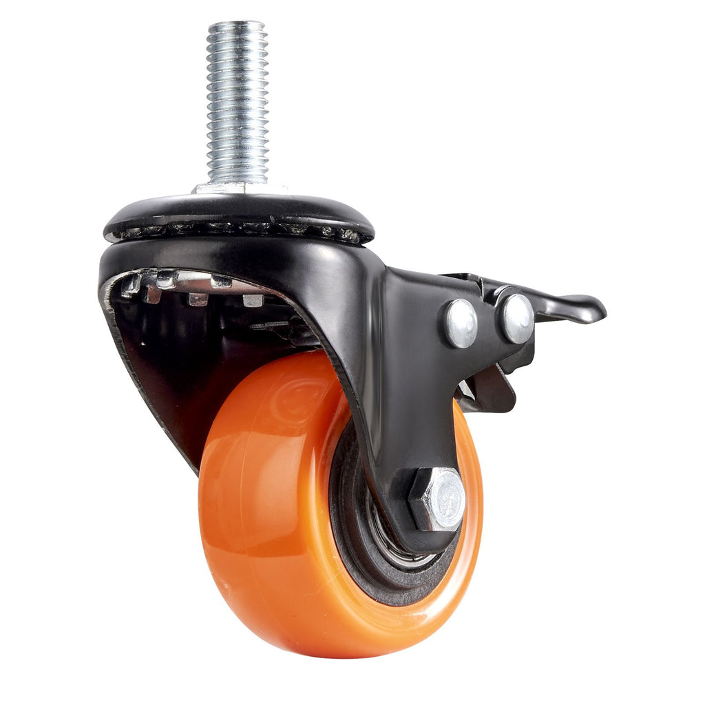 Caster Wheels, 2 inch, Set of 4, 110 lbs Load Capacity, Threaded Stem Casters with Security Dual Locking Brake, Heavy Duty Industrial Casters, No Noise Swivel Caster Wheels for Cart, Furniture