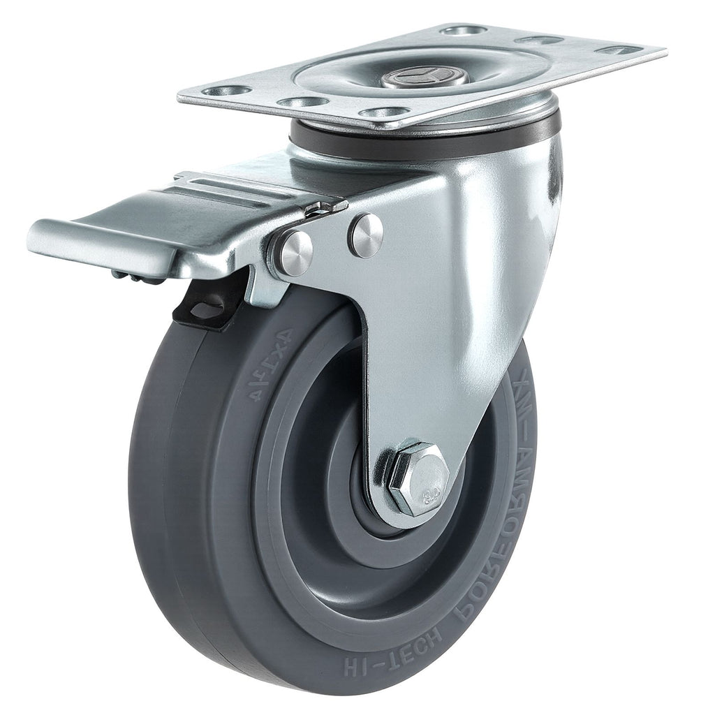 Caster Wheels, 5 Inch Heavy Duty Casters, Compatible with Insulated Food Pan Carrier, Set of 4 (2 Swivel with Brake, 2 Rigid)