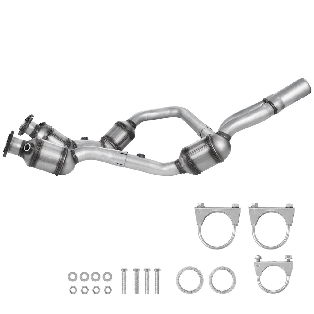Catalytic Converter, 2 Pack, Compatible with 2007-2009 Jeep Wrangler 3.8L V6, Front, Right, Replacement OE 50482, Stainless Steel Material High Flow Converter, for Exhaust Gas Purification