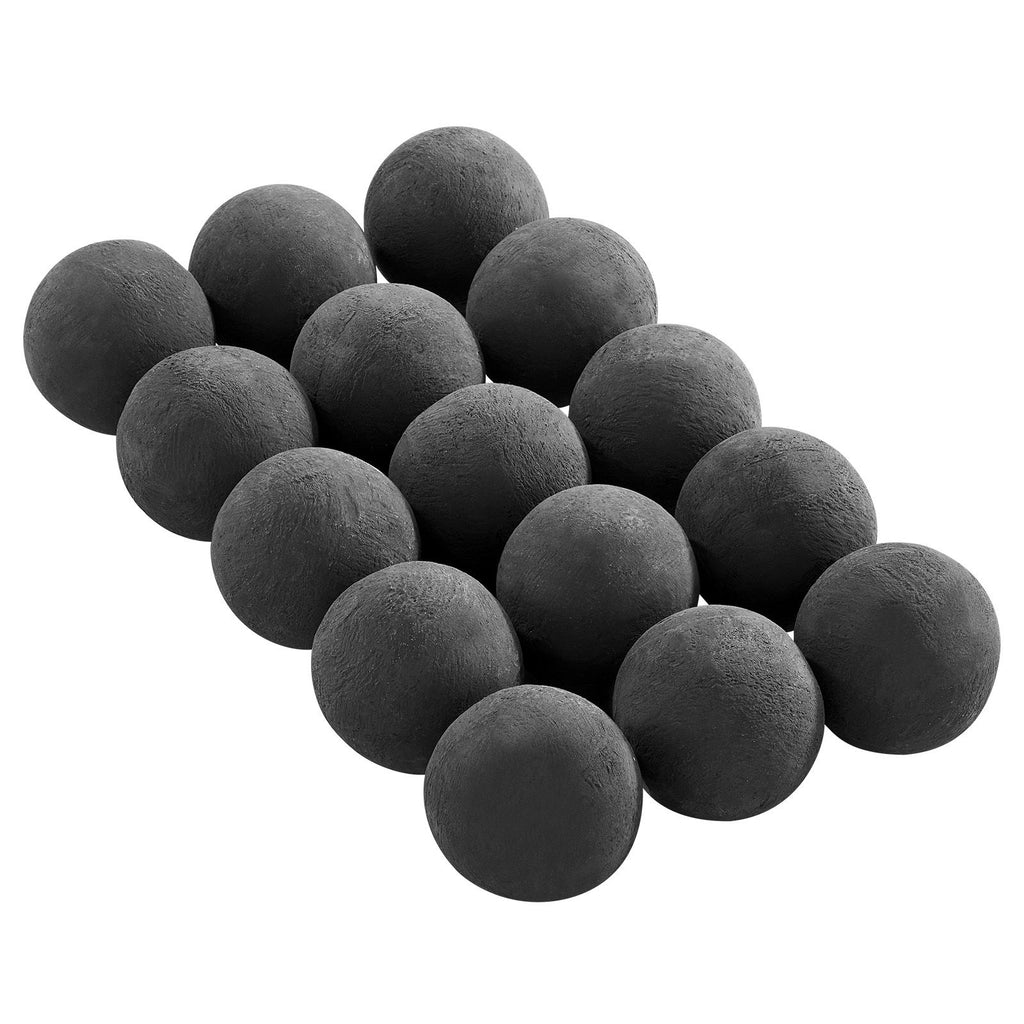 Ceramic Fire Balls, 3 Inch 15 Pcs Round Fire Stones, Reusable Lava Rocks Indoor and Outdoor Use, Decorative Fire Pit Rocks for Propane/Gas Fireplace, Stove, Courtyard, Camping, Black