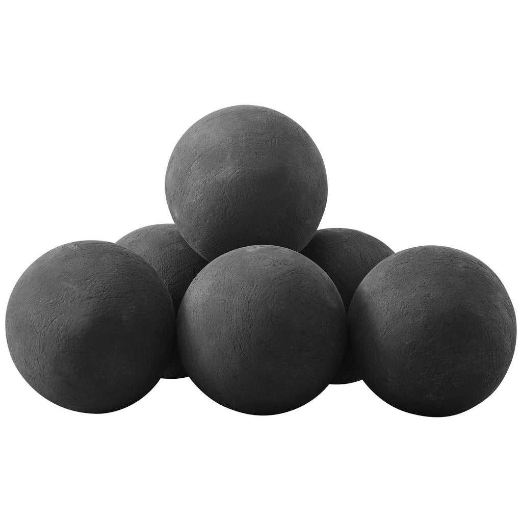 Ceramic Fire Balls, 5 Inch 6 Pcs Round Fire Stones, Reusable Lava Rocks Indoor and Outdoor Use, Decorative Fire Pit Rocks for Propane/Gas Fireplace, Stove, Courtyard, Camping, Black