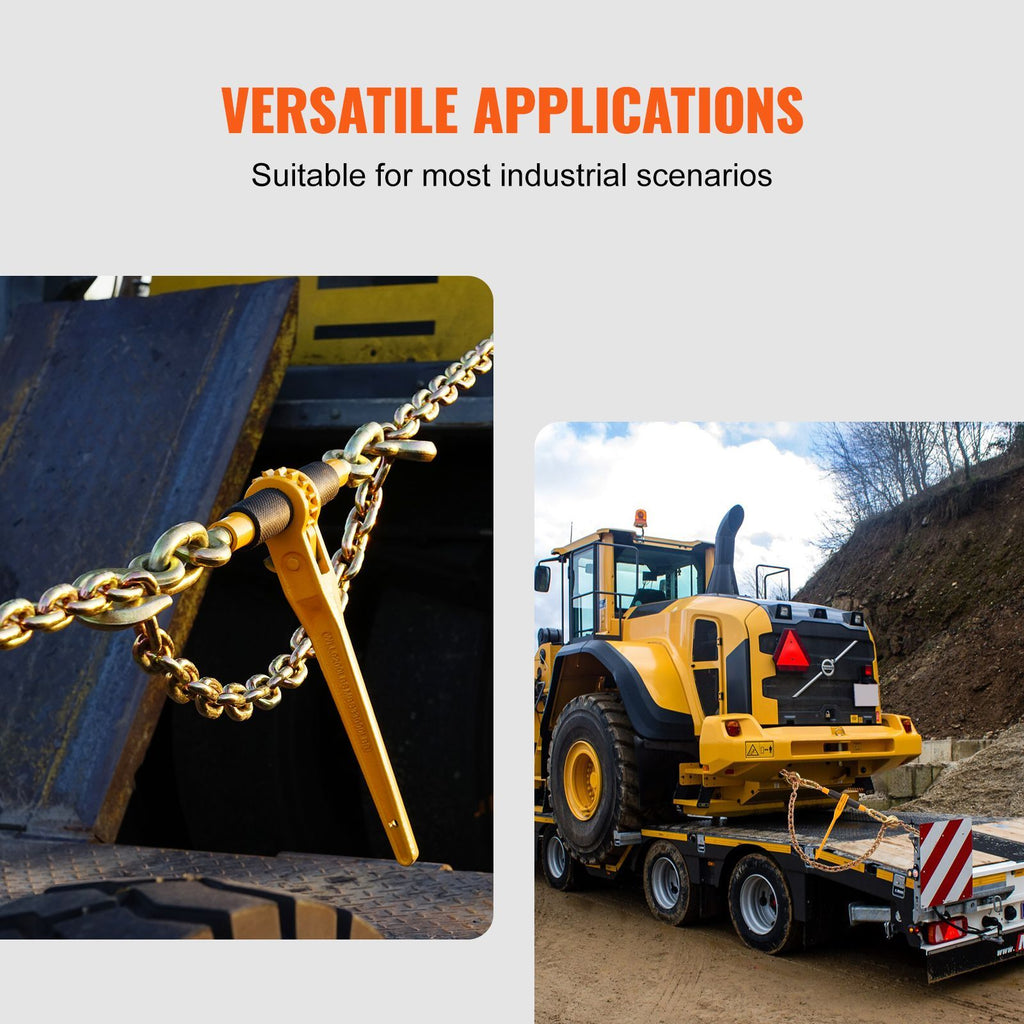 Chain and Binder Kit, 3/8"-1/2" Ratchet Load Binders 9200 lbs Working Load Limit, 3/8" x 10' G80 Chains with Grab Hooks, Ratchet Binders and Chains for Truck, Tie Down, Hauling, Towing, 2 Set image 2