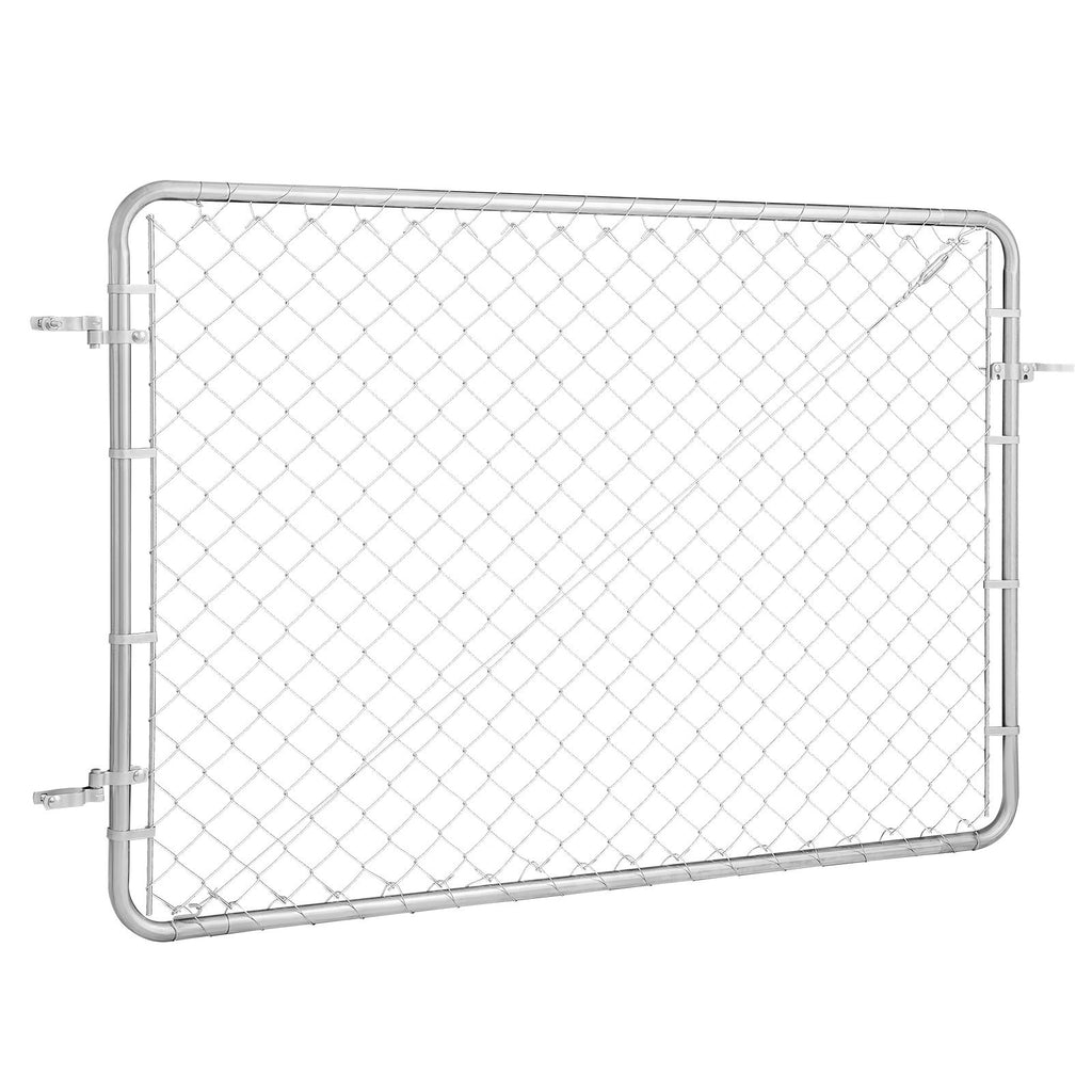 Chain Link Fence Gate, 72 x 48 in, Adjustable Chain Link Fence Panel, Fit 2.2-6 ft (W) x 6 ft (H) Garden Fence Gate Opening, Rust-Resistant Galvanized Fencing Gate for Farm, Posts Not Included