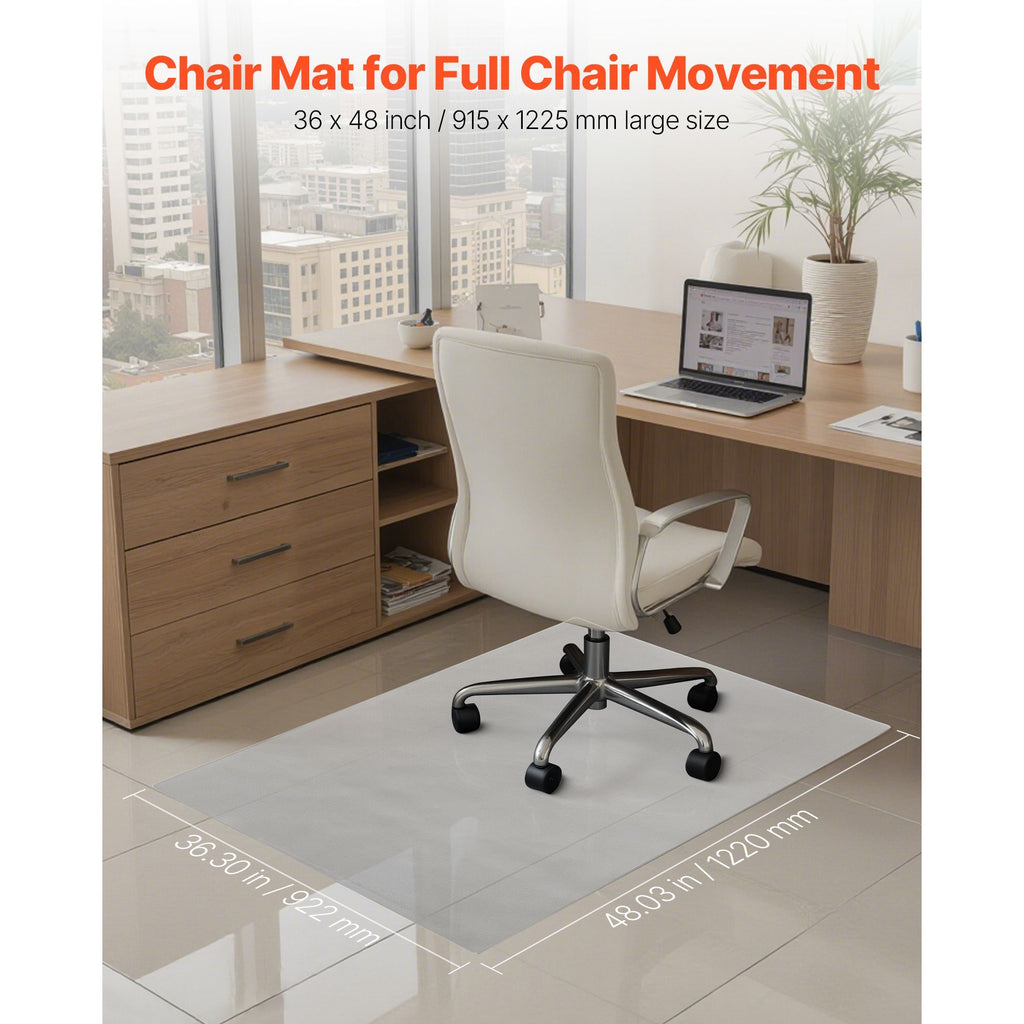 Chair Mat, 36 x 48-inch Transparent Office Chair Mat for Hard Floors, Floor Protector for Rolling Chairs, Non-Slip & Easy to Clean, Smooth Glide Under Desk Rug for Home Office (Rectangular)