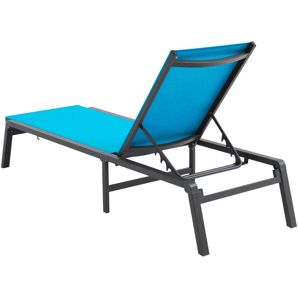 Chaise Lounge Chairs Outdoor, Aluminum Patio Lounge Chairs with Adjustable 5-Position, Folding Pool Lounge Chairs Recliner and Full Flat Tanning Chairs for Patio, Beach, Pool, Blue, 2 pcs
