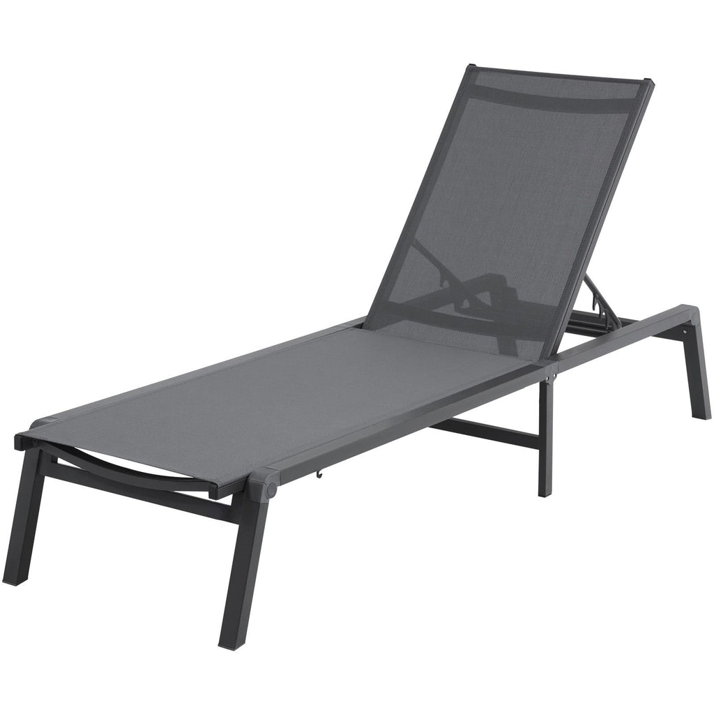 Chaise Lounge Chairs Outdoor, Aluminum Patio Lounge Chairs with Adjustable 5-Position, Folding Pool Lounge Chairs Recliner and Full Flat Tanning Chairs for Patio, Beach, Pool, Dark Grey, 2 pcs image 2