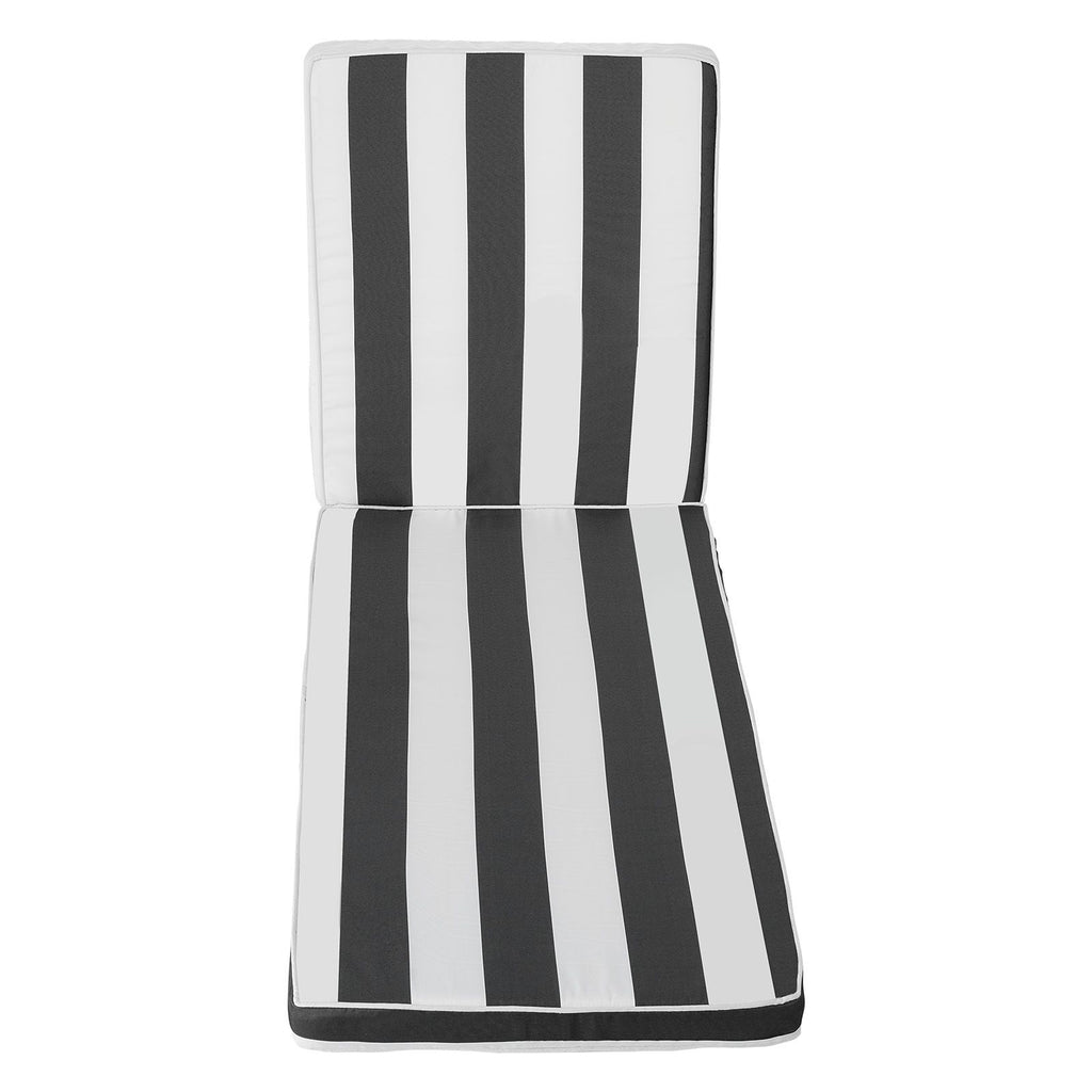 Chaise Lounge Cushion, 74 x 22 x 3 in, Set of 2 Outdoor Lounge Chair Cushions, Waterproof & Fade-Resistant Sun Lounger Cushions with Ties, Patio Lounger Pads for Pool Deck, Black & White Stripes