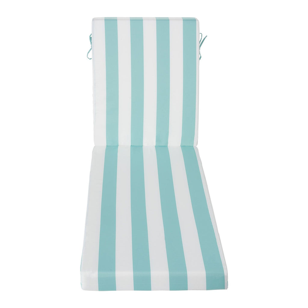Chaise Lounge Cushion, 80 x 26 x 4 in, Set of 2 Outdoor Lounge Chair Cushions, Waterproof & Fade-Resistant Sun Lounger Cushions with Ties, Patio Lounger Pads for Pool Deck, Green & White Stripes