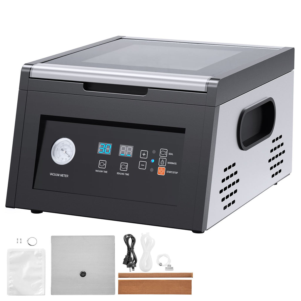 Chamber Vacuum Sealer, 380W Vacuum Pump Power, Vacuum Packing Machine for Wet Foods, Meat, Compact Design with 11.5" Sealing Length, Ideal Commercial Vacuum Sealer for Professional and Home Use