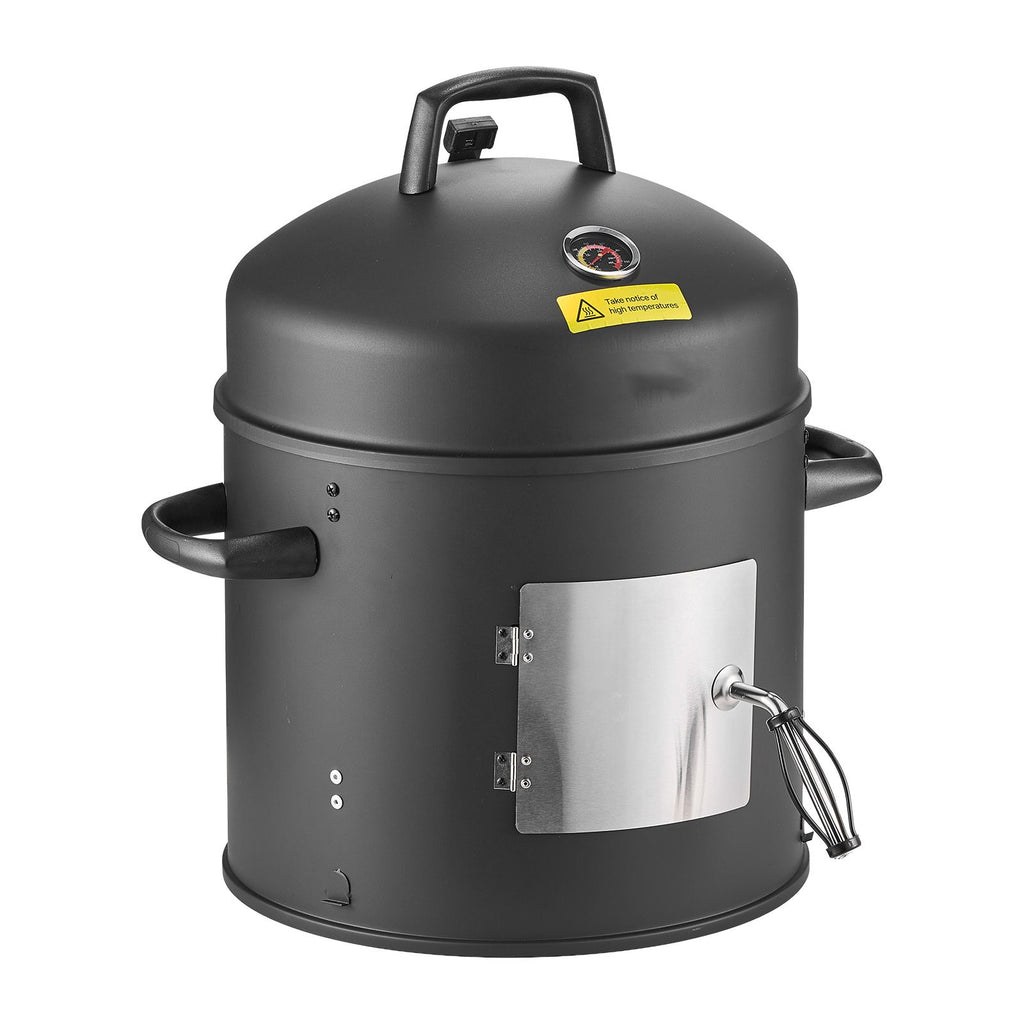 Charcoal Smoker, 16" Vertical Charcoal BBQ Grill, Coated Steel Barbecue Smoker with 2 Grilling Grates, Thermometer, Air Vents & Removable Ash Tray, Ideal for Backyard Patio Parties Cooking