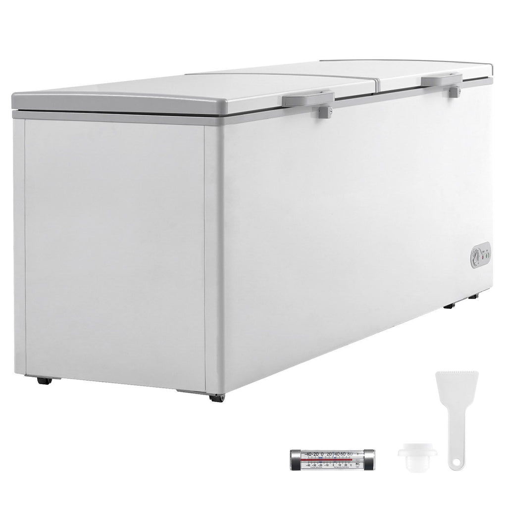 Chest Freezer, 19.8 Cu.ft / 561 L Large Deep Freezer with Split Top Double Locking Lids, Freestanding Commercial Chest Freezer & 4 Removable Baskets, 7-Level Adjustable Temp, LED Light, 6 Wheels