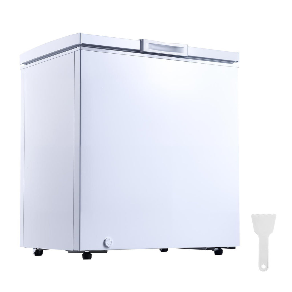 Chest Freezer, 5 Cu.ft Compact Deep Freezer, Free Standing Top Open Door Chest Freezers with 2 Removable Baskets & Adjustable Thermostat - Energy Saving, Low Noise & Garage Ready, White