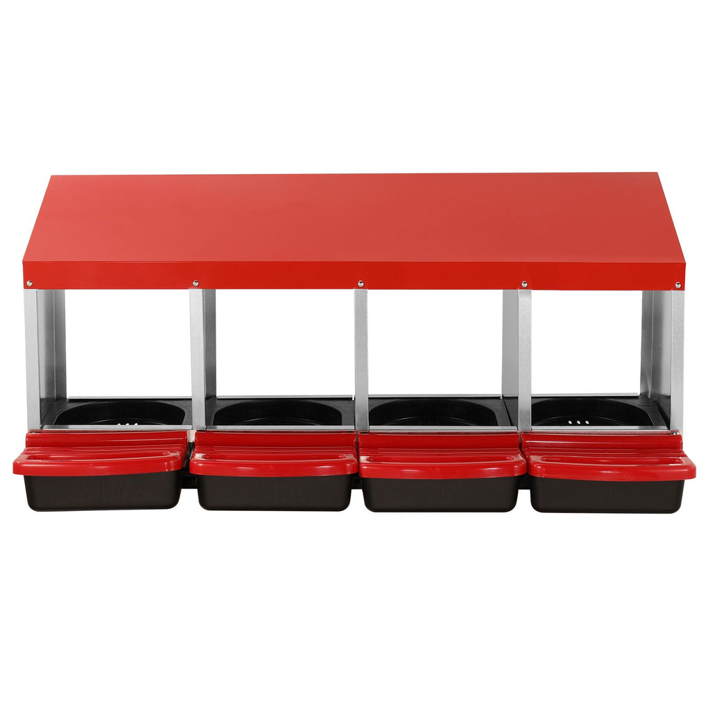Chicken Nest Box, 4-Compartment, 15 to 30 in Stable & Corrosion-Resistant Metal Nesting Boxes with Inclined Nesting Boxes, Bottom Holes & Resting Platform, Fit for Different Chicken Breeds