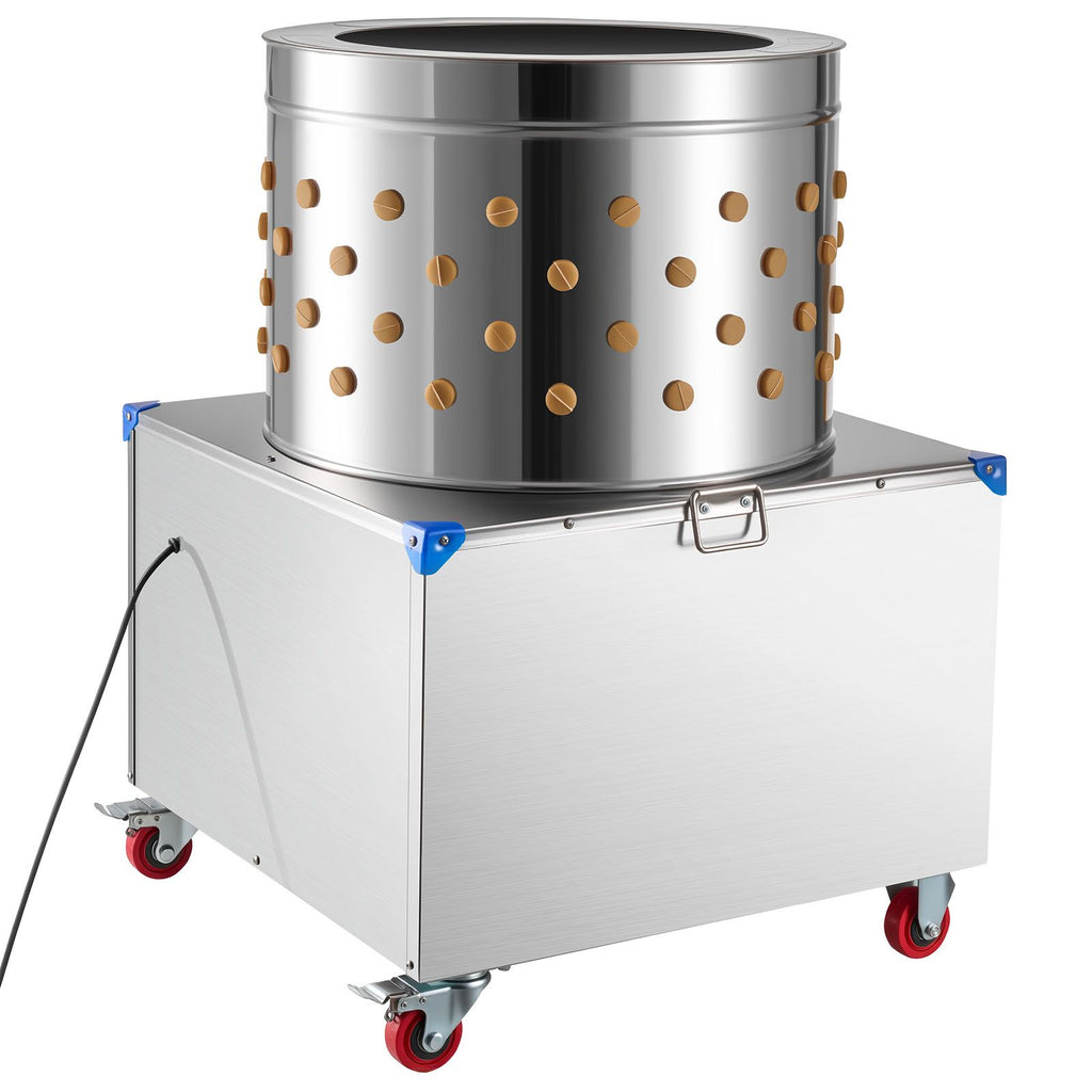 Chicken Plucker Machine, 23.6 in Drum, 2200W & 240RPM Electric Chicken Plucking Machine with 119 Soft Fingers & Transport Wheels, Stainless Steel Feather Remover for Processing 2-4 Chicks Once