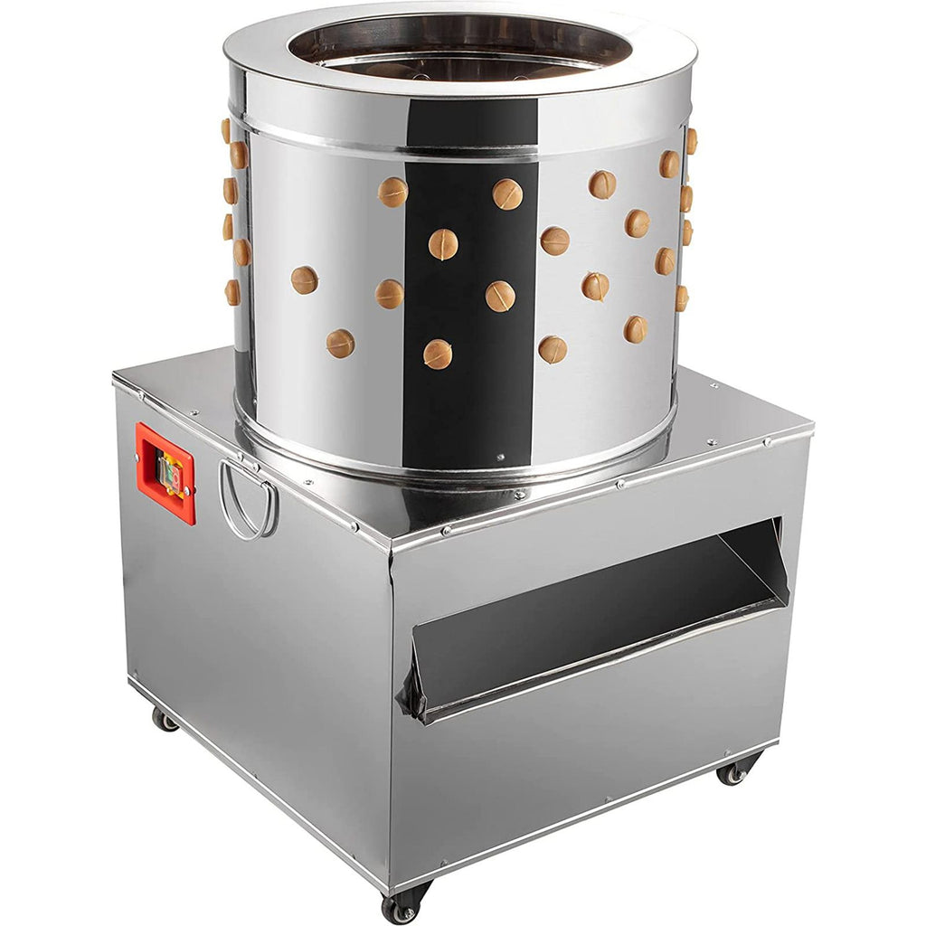 Chicken Poultry Plucker 2200W 240R/min Turkey Chicken Poultry Plucking Machine 23.5inch Barrel Diameter Stainless Steel Feather Plucking Machine with Wheels Defeather Hair Removal Machine