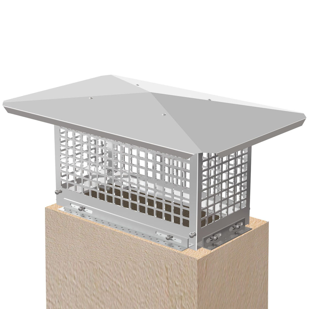Chimney Cap, 8\" x 17\" Flue Caps, 304 Stainless Steel Fireplace Chimney Cover, Adjustable Metal Spark Arrestor with Bolts Screws, Mesh Chimney Flue Cover for Outside Existing Clay Flue Tile
