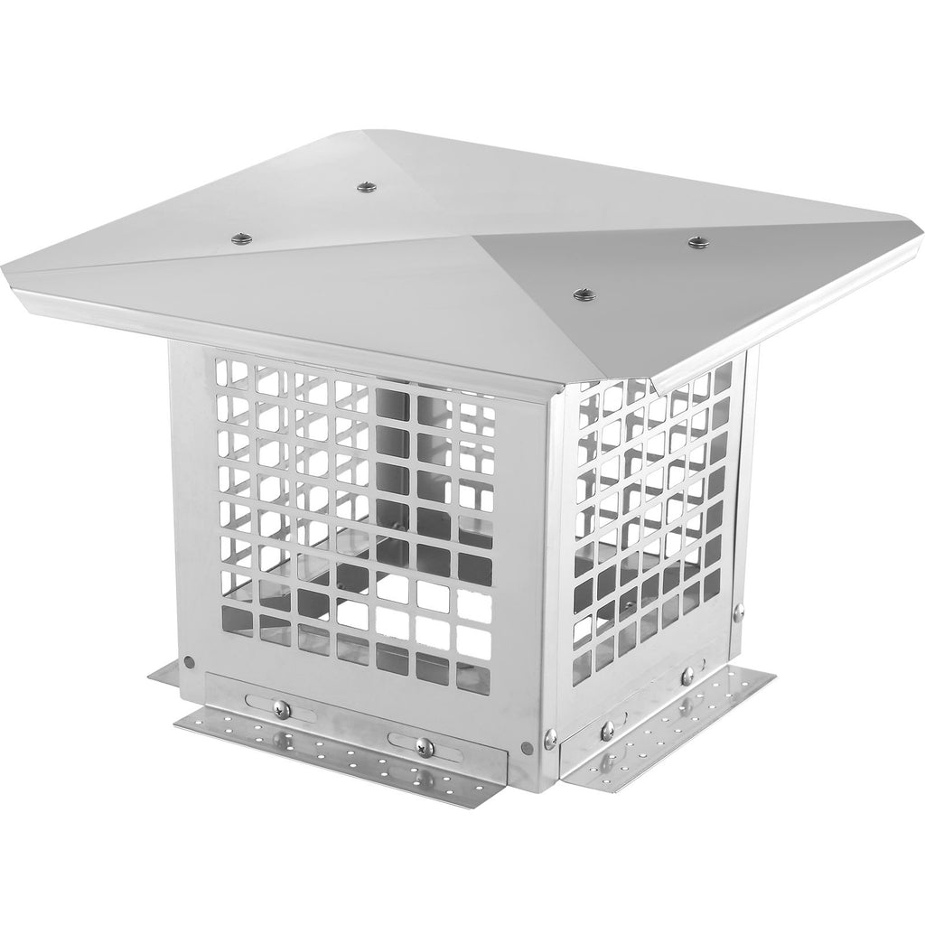 Chimney Cap, 9 x 9 inch, 304 Stainless Steel Fireplace Chimney Cover, Not Easily Toppled & Practical Accessories & Easy Installation, Fits Mesh Flue Covers Outside Clay Flue Shingles, Silver
