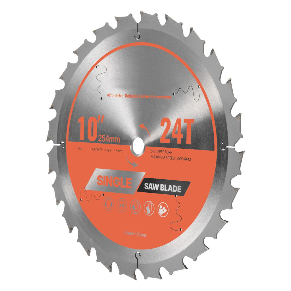 Circular Saw Blade, 10 inch Diameter, 24 Sharp Alloy Teeth, 5/8 inch Arbor, Fine Finish, Wood Cutting Blade for Circular Saw, with Noise-Reducing Heat Vents, for Cutting Plywood, OSB, Hardwood image 2