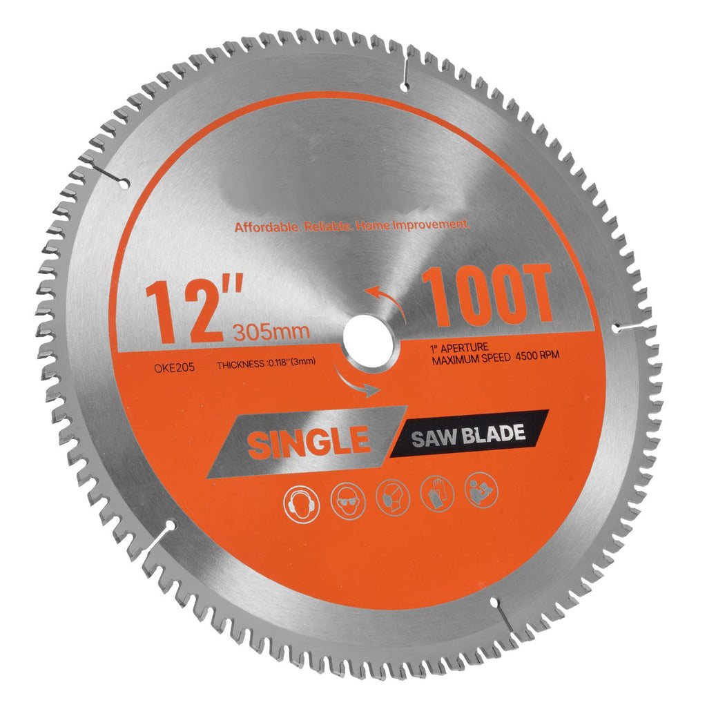 Circular Saw Blade, 12 inch Diameter, 100 Sharp Alloy Teeth, 1 inch Arbor, Fine Finish, Aluminum Cutting Blade for Circular Saw, with Noise-Reducing Heat Vents, for Cutting Steel and Metal