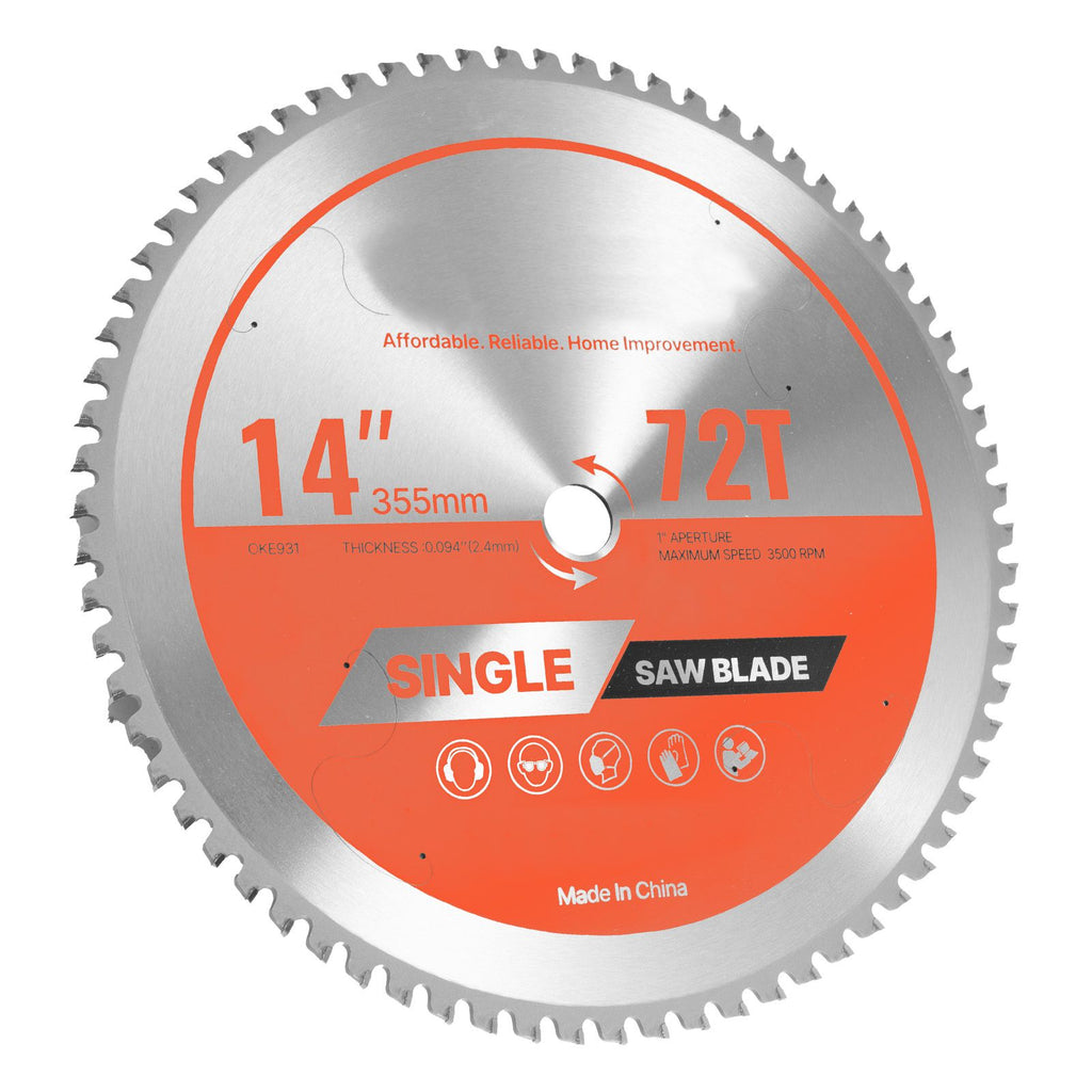 Circular Saw Blade, 14 inch Diameter, 72 Sharp Alloy Teeth, 1 inch Arbor, Fine Finish, Metal Cutting Blade for Circular Saw, with Noise-Reducing Heat Vents, for Cutting Steel and Aluminum