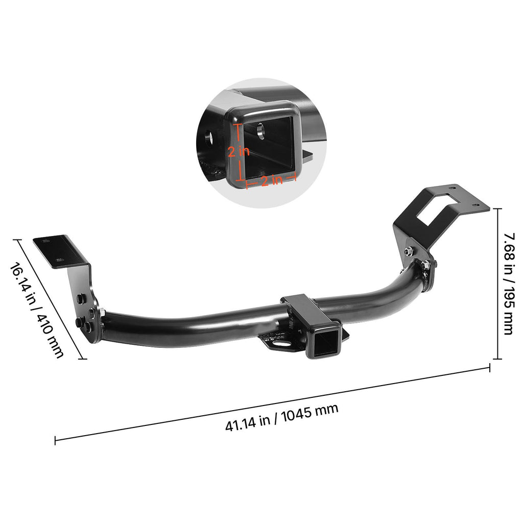 Class 3 Trailer Hitch, 2-Inch Receiver, 6000 lbs, Q345B Steel Tube Frame, Compatible with 2012-2016 Honda CR-V, Multi-Fit Hitch to Receive Ball Mount, Cargo Carrier, Bike Rack, Tow Hook, Black