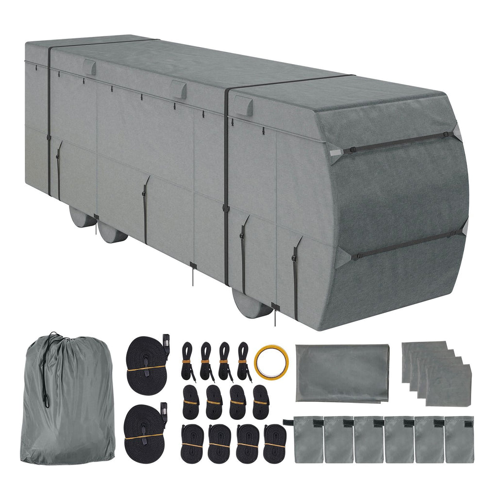 Class C RV Cover, 29-32 ft Motorhome Cover, Oxford Fabric Motorhome RV Cover, Waterproof, Windproof and Rip-Stop, Camper Cover with Storage Bag, Repair Patches, Straps and Tire Covers