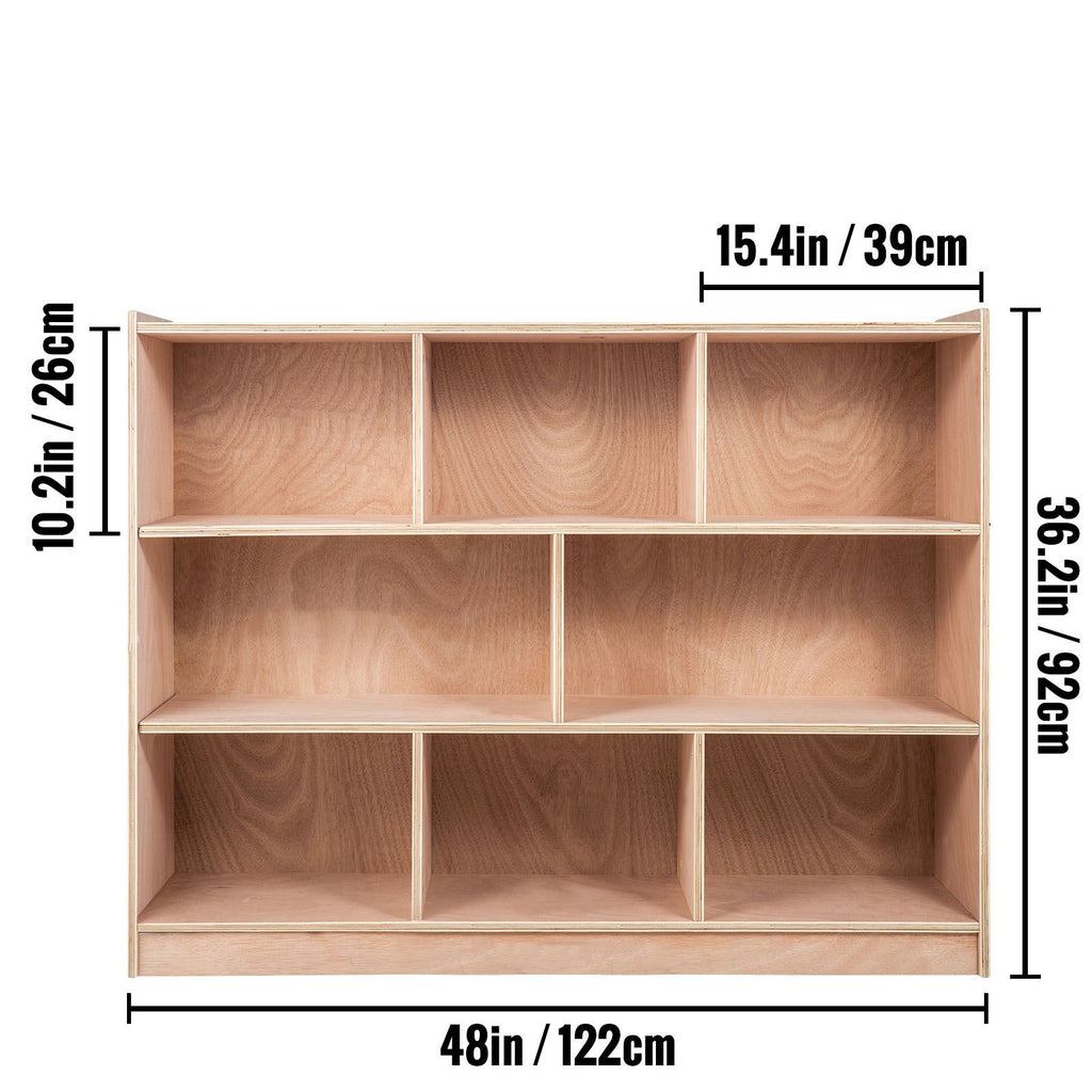 Classroom Storage Cabinet Plywood 8-Section Preschool Storage Shelves 36 Inch High Classroom Cabinet Storage with Casters