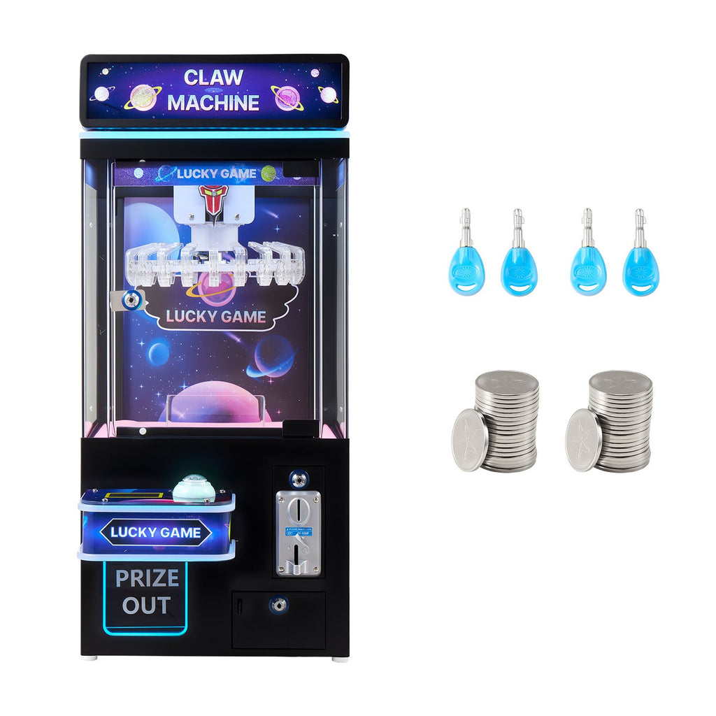 Claw Crane Machine, Medium-Sized Arcade Game Machine with Light & Sound, Adjustable Difficulty, Precise Toy Candy Grabber Prize Dispenser Vending Toy, for Commercial Home Cinema, Black Purple