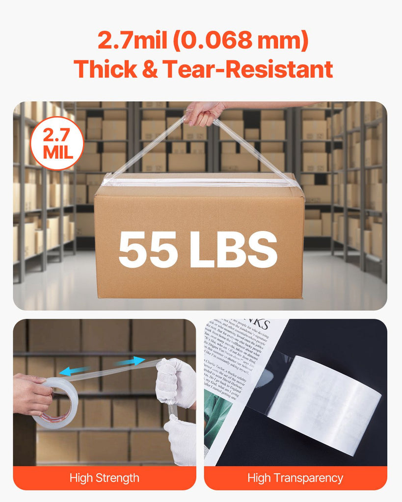 Clear Packing Tape, 3 inches Core, 24 Rolls 3 Inches x 65 Yards Packing Tape, 2.7 Mil Thick, Heavy Duty Packaging Tape Designed for Moving, Storage and Packing, Shipping and Mailing, Office