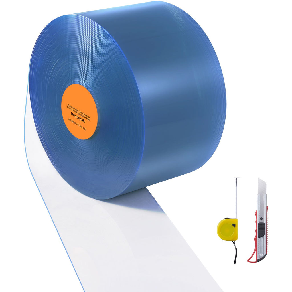 Clear PVC Strip Curtain, 150 ft Length x 8 in Width, Plastic Door Strip Bulk Roll, Walk in Freezer Cooler Curtain Strips for Doorways of Supermarket, Garage, Warehouse, Barn, Pet Animal House