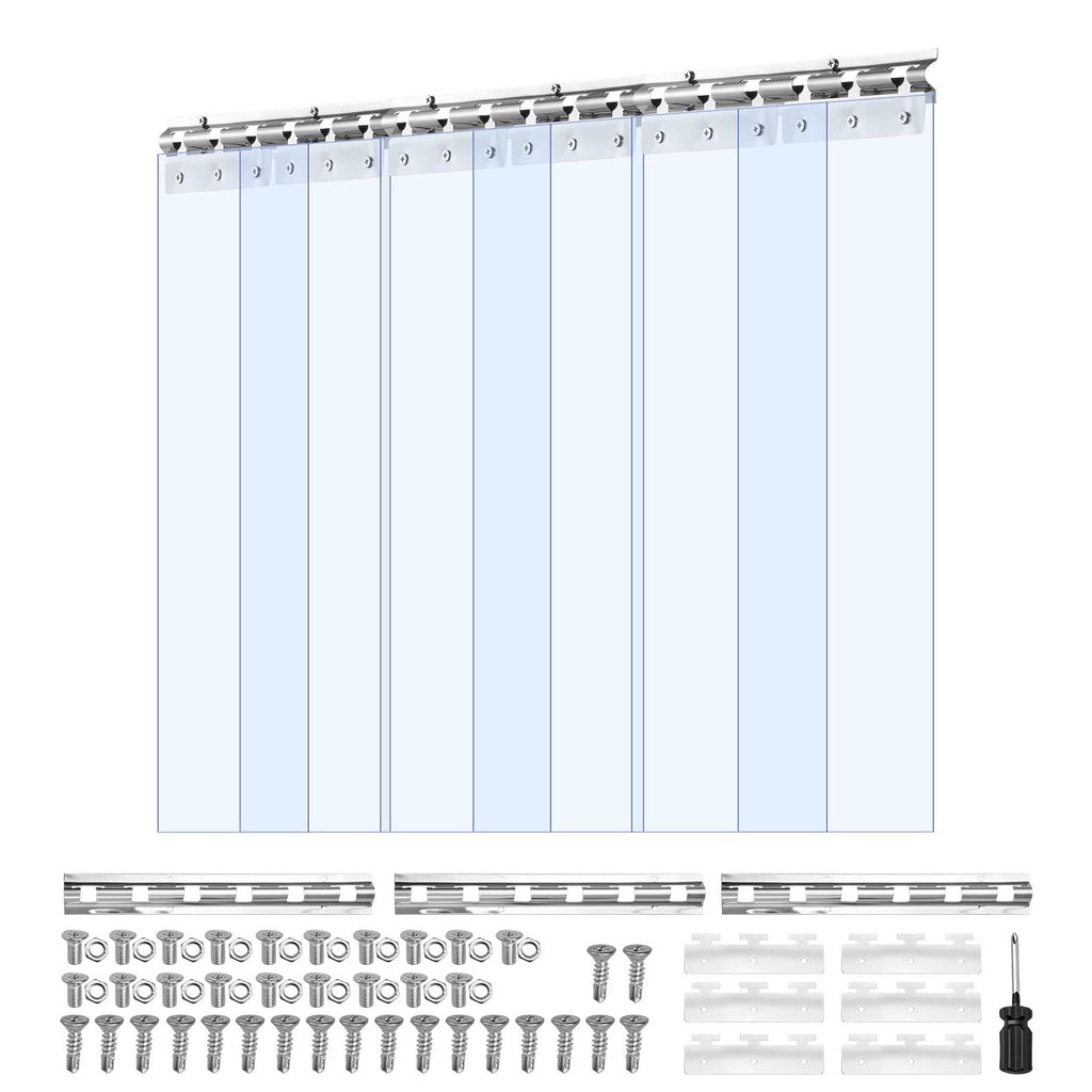 Clear PVC Strip Curtain, 80 in Height x 36 in Width x 0.08 in Thickness, 6 PCS Walk in Freezer Cooler Curtain Strips, Smooth Waterproof Plastic Door Strips for Warehouse, Freezer, Garage Doors