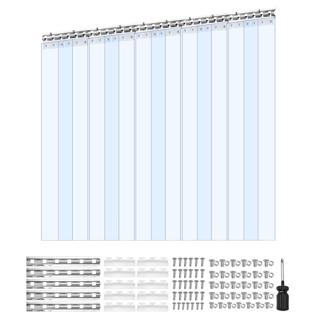Clear PVC Strip Curtain, 96 in Height x 60 in Width x 0.08 in Thickness, 10 PCS Walk in Freezer Cooler Curtain Strips, Smooth Waterproof Plastic Door Strips for Warehouse, Freezer, Garage Doors