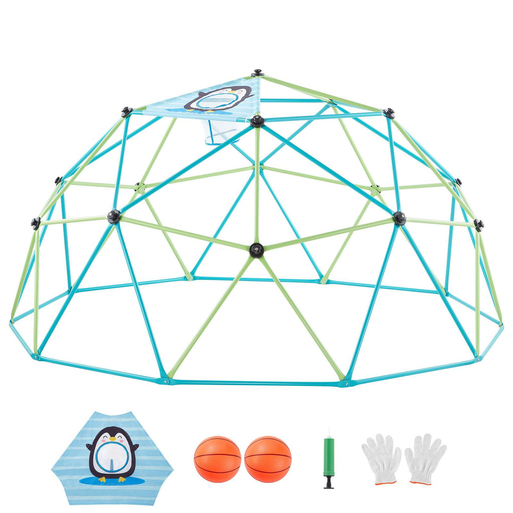 Climbing Dome, 10FT Geometric Dome Climber for Kids, 1000LBS Loading Jungle Gym Playground with Octopus Net & 2 Basketballs, Easy-Assembly Outdoor Backyard Climbing Toys - Gift for Boys Girls