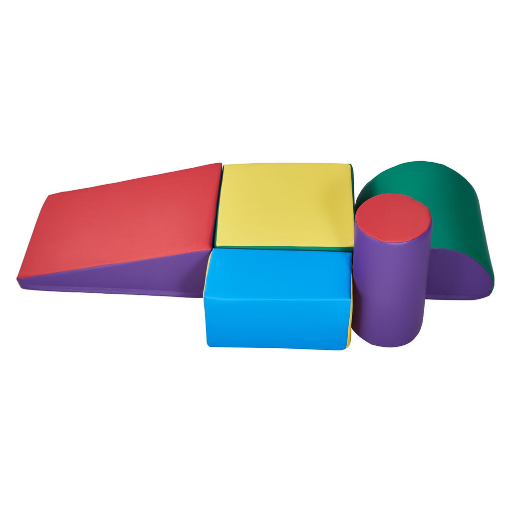 Climbing Toys, 5-Piece Set, Foam Climbing Toys for Toddlers 6 Months to 3 Years Old, PU Leather Climbing Blocks, Indoor Climb and Crawl Activity Playset for Crawling & Sliding, Easy to Clean