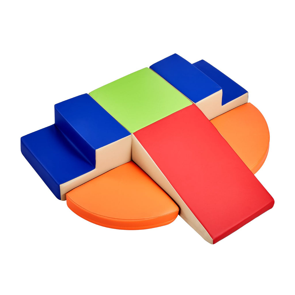 Climbing Toys, 6-Piece Set, Foam Climbing Toys for Toddlers 6 Months to 3 Years Old, PU Leather Climbing Blocks, Indoor Climb and Crawl Activity Playset for Crawling & Sliding, Easy to Clean