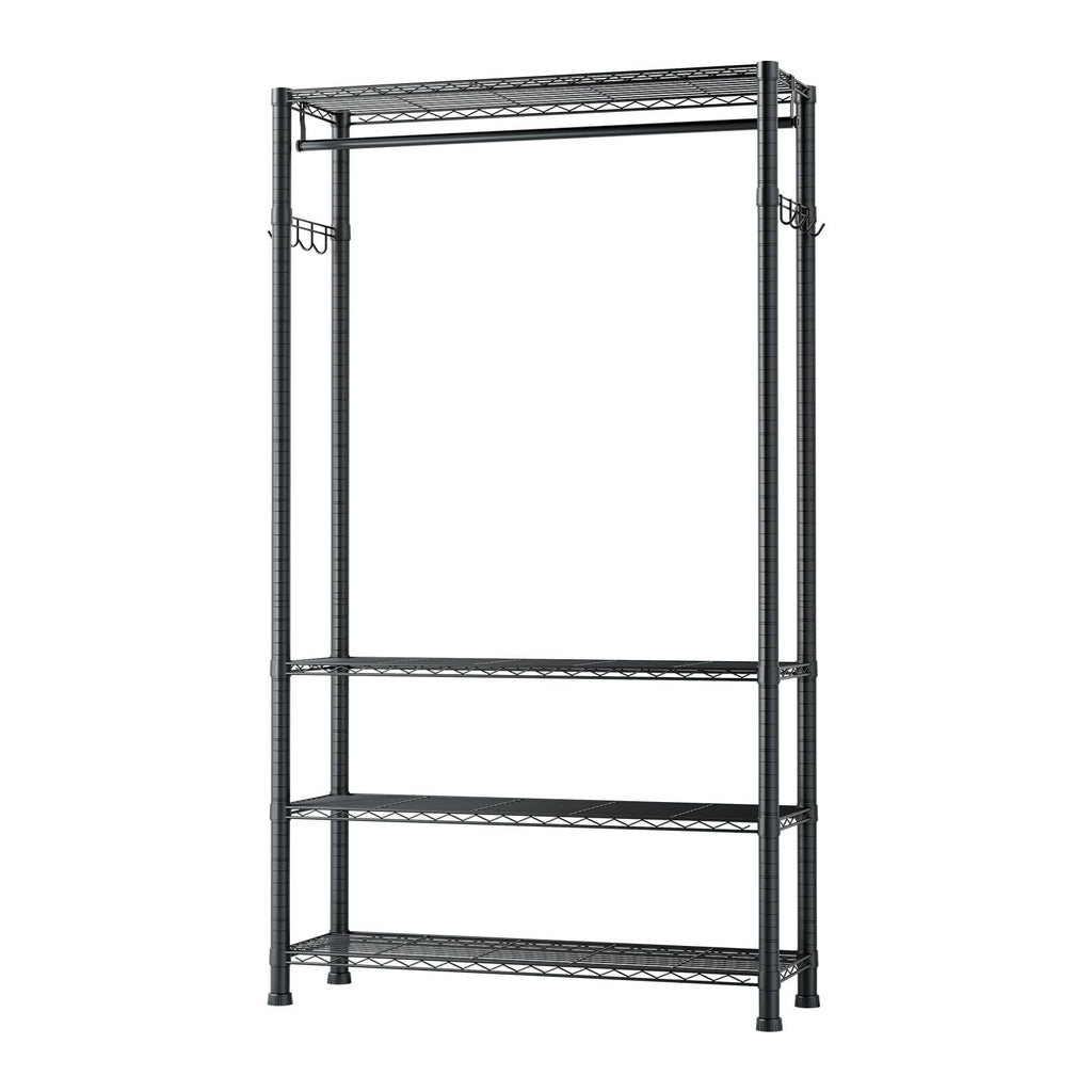 Clothing Garment Rack, Heavy Duty Clothing Garment Rack, 4 Adjustable Tiers Clothing Racks with Carbon Steel, 500 lbs Load Capacity Closet Wardrobe for Bedroom, Clothing Store, Hallway