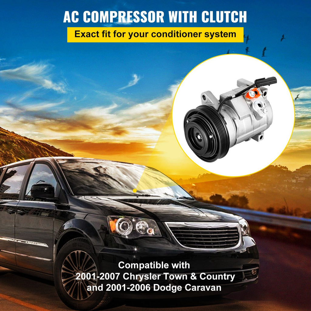 CO 29001C 5005440AA 4710522 0610043 Universal Air Conditioner AC Compressor for Grand Caravan Town & Country A/C Compressor 471-0522 77374 78374 97343 98343 image 2