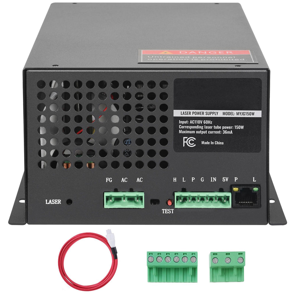 CO2 Laser Power Supply, 150W, Power Supply for 150W Laser Tube, Constant Current Protection, Open Circuit Protection, Fast Heat Dissipation, Compatible for Multi-brand Laser Engravers & Cutters