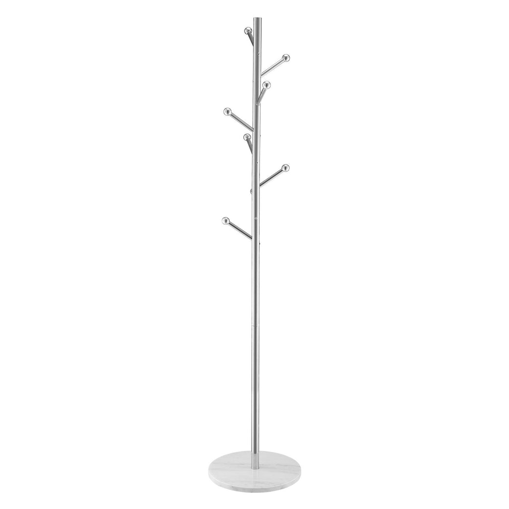 Coat Rack, Freestanding Coats Rack Stand with Stable Marble Base & 8 Hooks, Free Standing Hall Coat Tree for Entryway, Bedroom, Office, Living Room, Modern Clothes Hanger for Coats, Hats, Bags