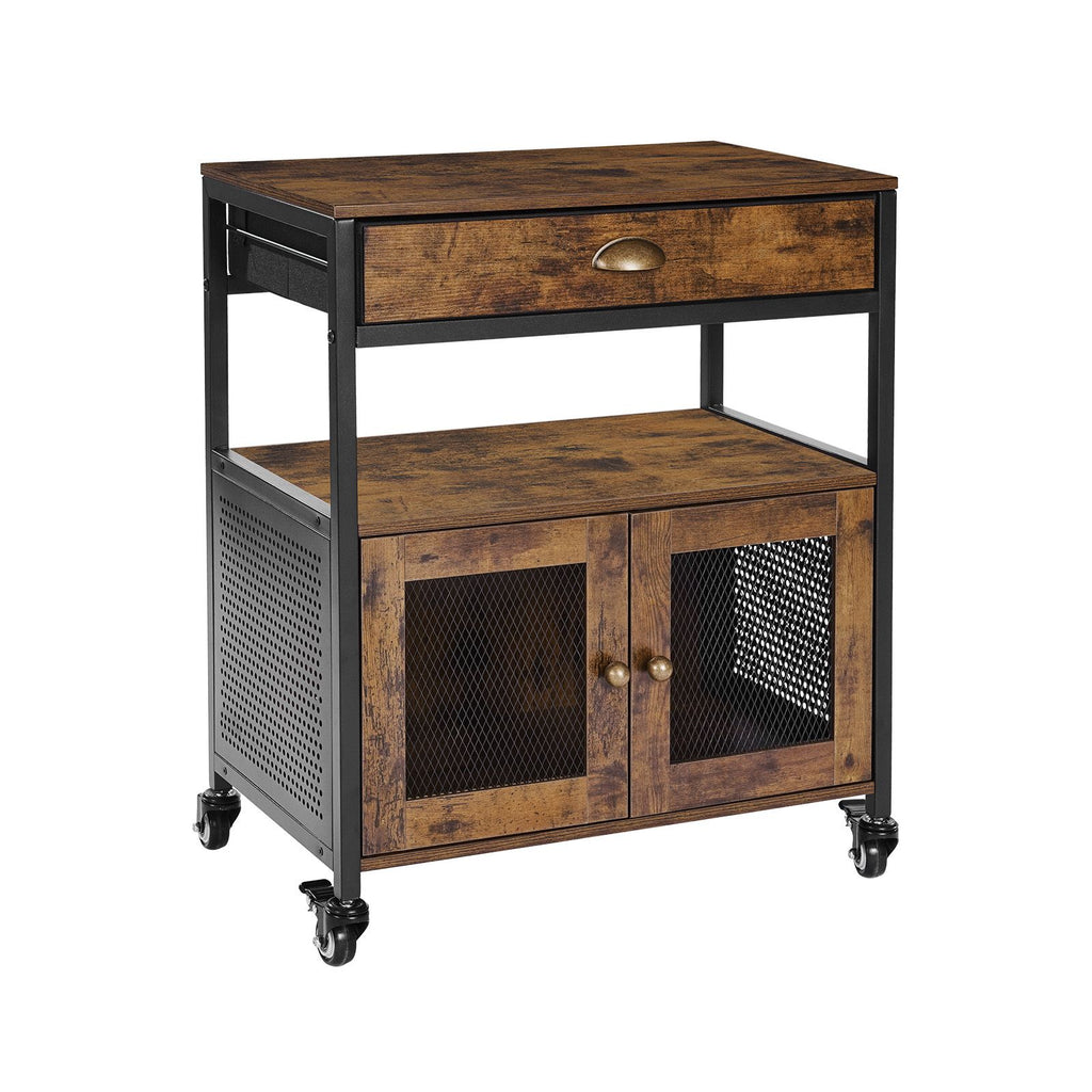 Coffee Bar Cabinet, 24 Inch Farmhouse Coffee Bar Cabinet with Storage, Movable Coffee Bar Table with Wheels & Mesh Door, Sideboard Buffet Cabinet for Kitchen, Entryway