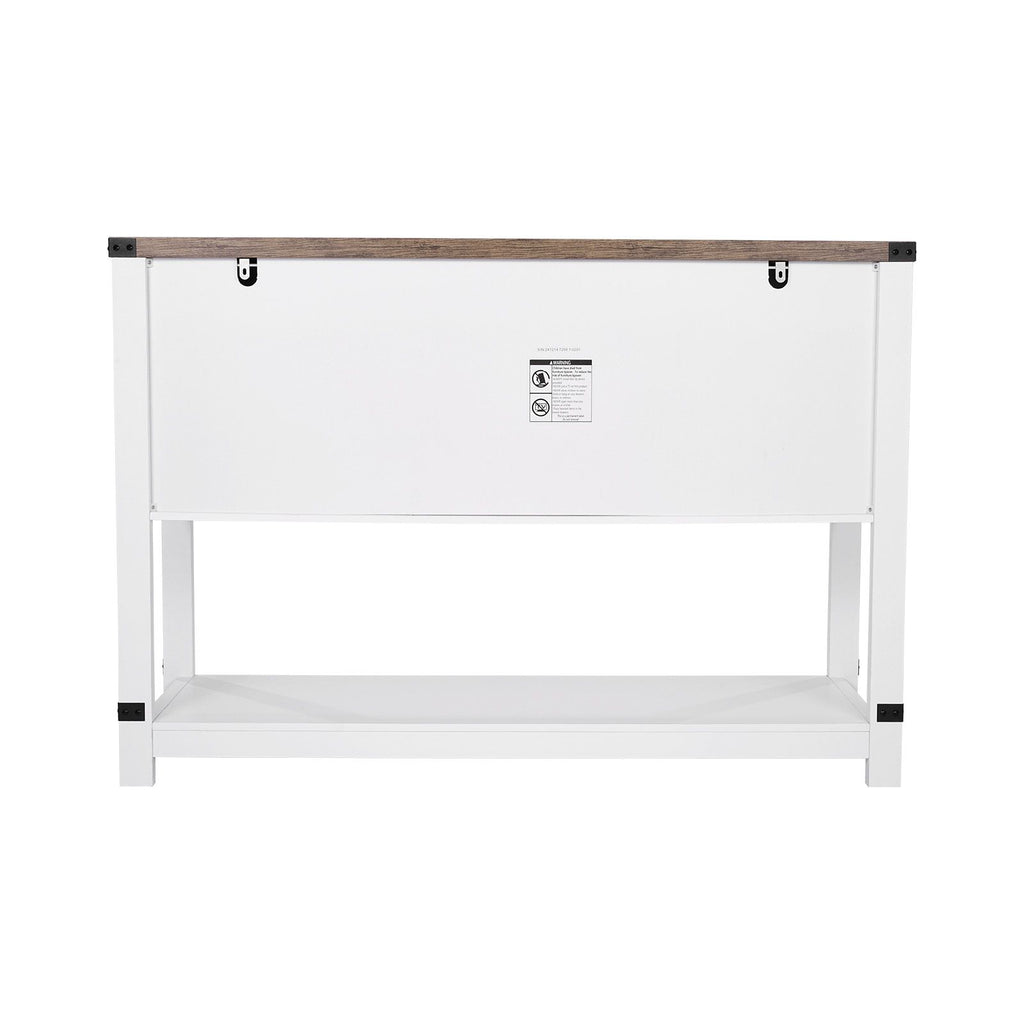 Coffee Bar Cabinet, 47.3 x 15.7 x 32.7 in Farmhouse Coffee Bar Cabinet with 4-Tier Storage, Coffee Bar Table with Barn Doors, Farmhouse Sideboard Buffet Cabinet for Living Room, Entryway