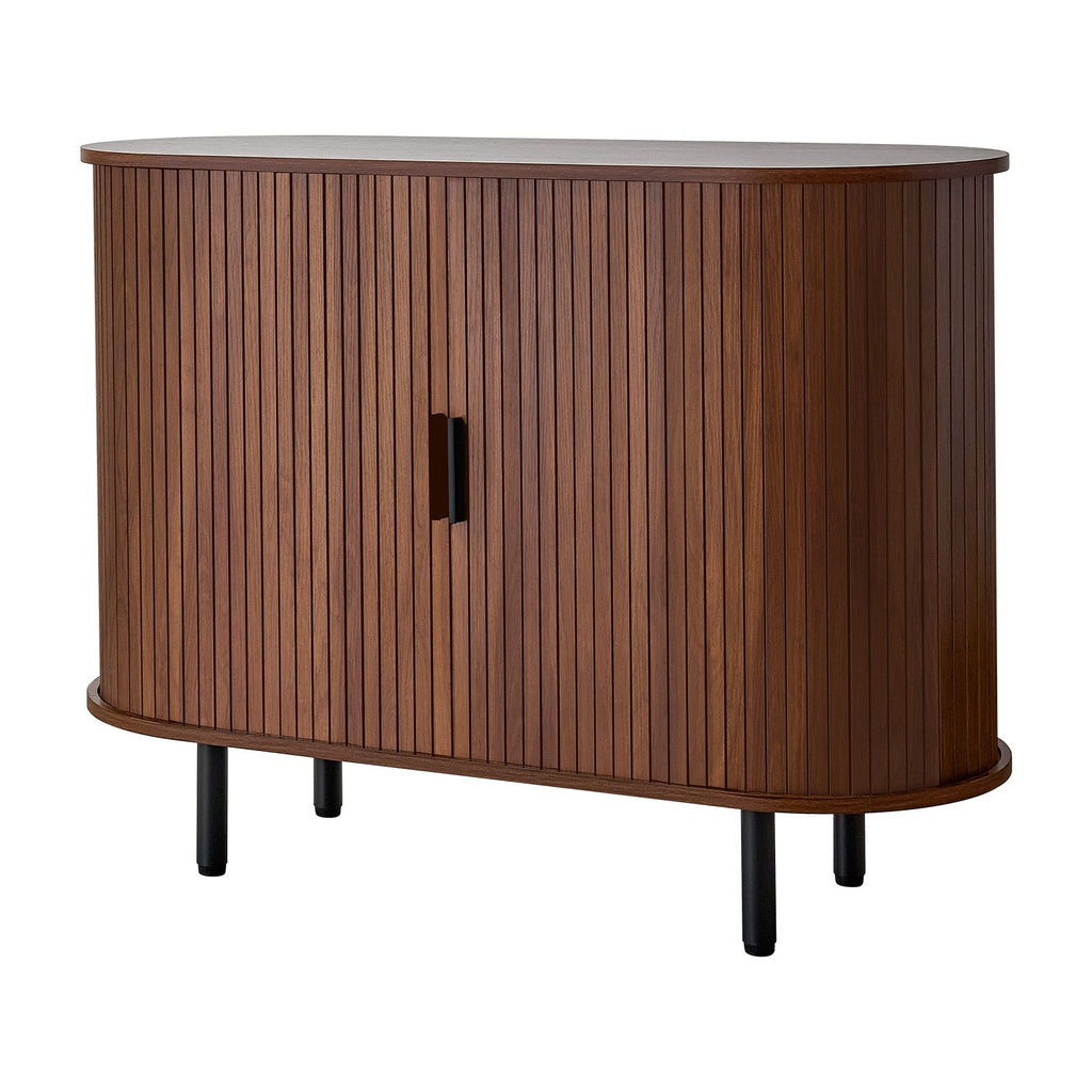 Coffee Bar Cabinet, Mid Century Fluted Coffee Bar Table, Buffet Stand Cabinet with 2 Sliding Doors, Sideboard Buffet Station for Living Room, Entryway, Kitchen, 39.3 x 15.7 x 29.5 in, Walnut