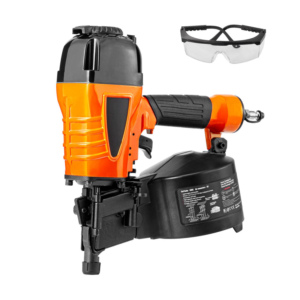 Coil Siding Nailer CN65, 1-1/4" to 2-1/2" 15 Degree Pneumatic Siding Nail Gun with Tool-Less Depth Adjustment, 70-120PSI Air Coil Nailer for Siding, Pallet Sheathing, Wooding, Fencing, Decking
