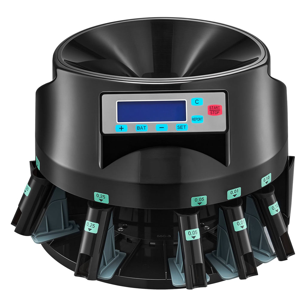 Coin Counter Machine, 5 Denominations, Accurate Coin Sorter Machine, Sorts Up to 225 Coins Per Minute, USD Change Counter with LCD Display, Smooth Operation, Batch Feature, Holds 1500 Coins