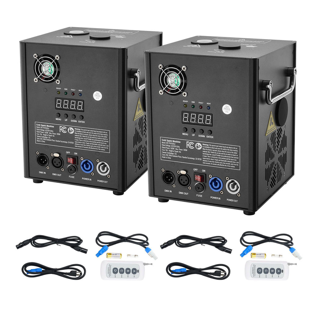 Cold Spark Machine, 2 Pack 500W Output Fireworks Controllers, 6.6-13ft Adjustable Height, with Advanced DMX System,LED Screen,Portable Handle, Aluminum Alloy for Stage DJ Wedding Event,Party