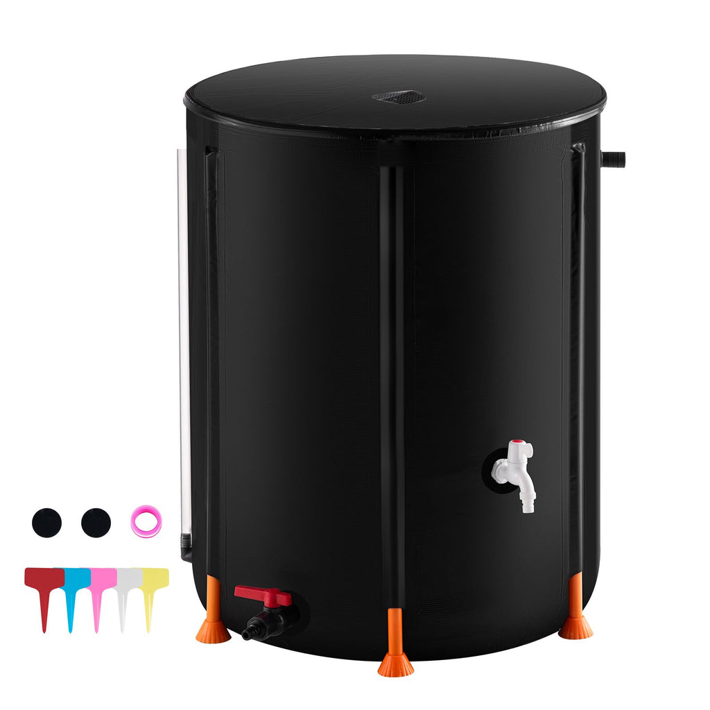 Collapsible Rain Barrel, 66 Gallon/250 L Portable Rain Water Collection Barrel, PVC Rainwater Collection System with Spigots and Overflow Kit, Water Barrel for Garden Water Catcher