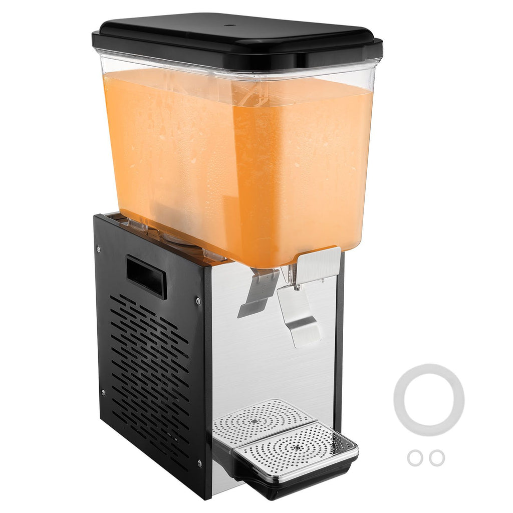 Commercial Beverage Dispenser, 18 L / 19 QT Juice Dispenser, 300W 304 Stainless Steel Food Grade Ice Tea Drink Machine with 45 Fahrenheit -54 Fahrenheit Cooling Temperature